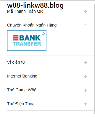 Chọn phương thức nạp tiền W88